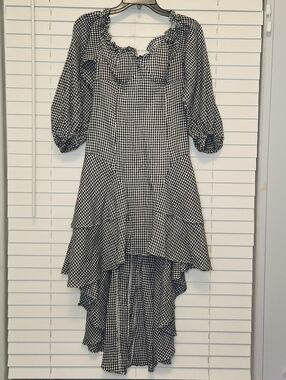 Mossman Black and White Gingham Ruffle High-Low Dress Size 8 Whimsygoth! Fairy!